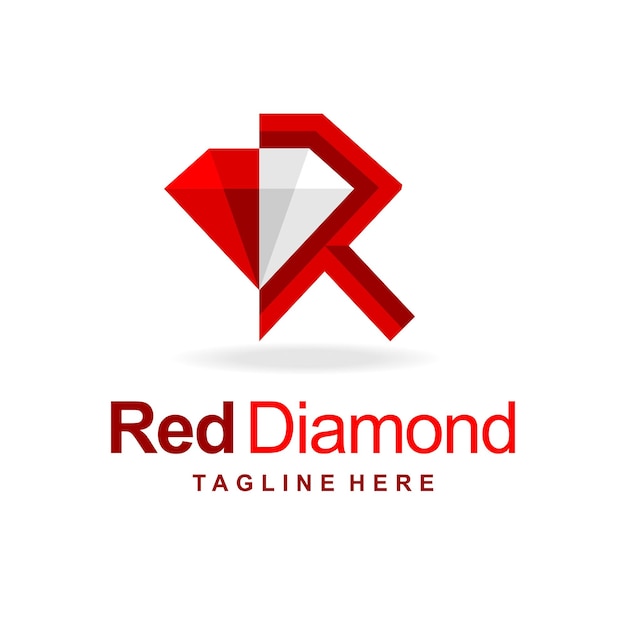 Vecteur logo diamant rouge avec concept lettre r