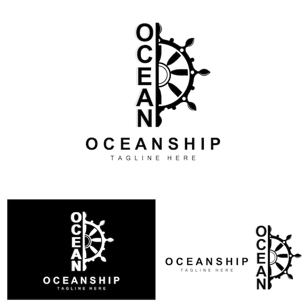 Logo De Direction De Navire Icônes De L'océan Vecteur De Direction De Navire Avec Des Vagues De L'océan Voilier Ancre Et Corde Société Marque Sailing Design