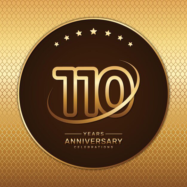 Logo Du 110e Anniversaire Avec Un Nombre D'or Et Un Anneau Isolés Sur Un Fond Doré