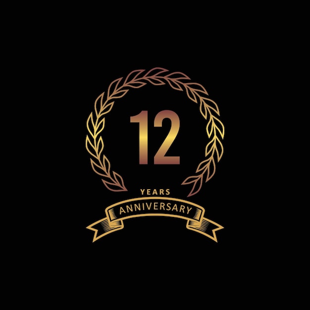 Logo Du 12e Anniversaire Avec Fond Doré Et Noir