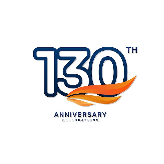 Logo Du 130e Anniversaire Dans Un Style Simple Et Luxueux Avec Des Chiffres Bleus Et Des Ailes Orange