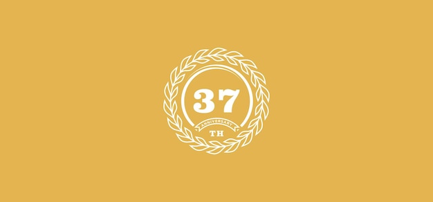 Logo Du 37e Anniversaire Avec Anneau Et Cadre De Couleur Blanche Et Fond Doré