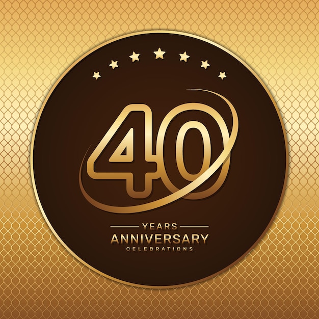 Logo Du 40e Anniversaire Avec Un Nombre D'or Et Un Anneau Isolés Sur Un Fond Doré