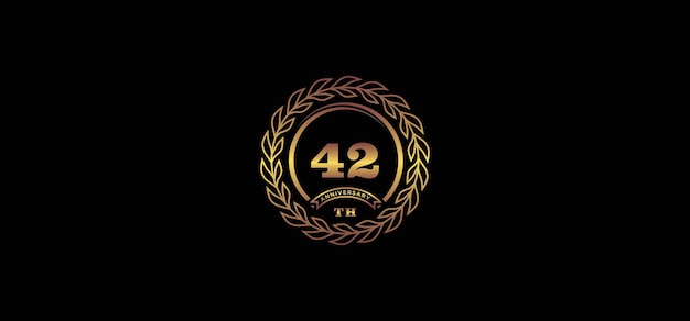 Logo Du 42e Anniversaire Avec Anneau Et Cadre Couleur Or Et Fond Noir