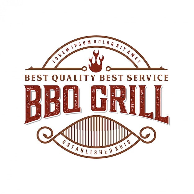 Logo Du Barbecue Vintage Pour Le Restaurant