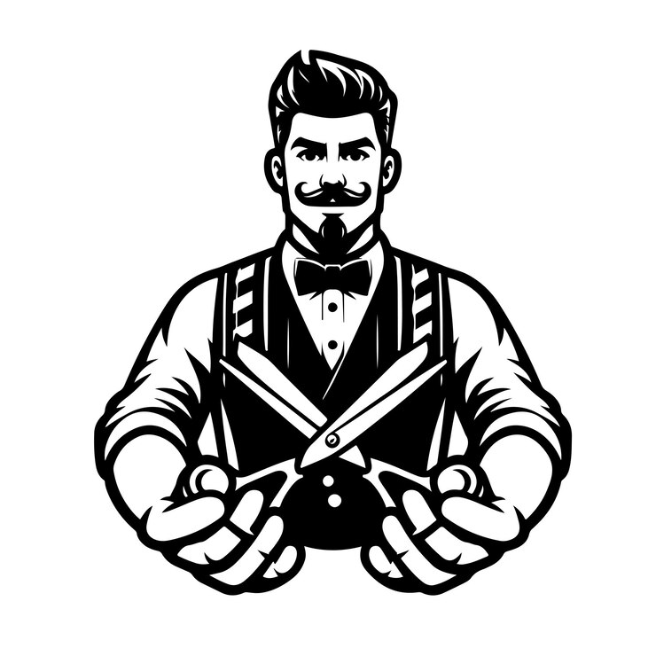 Vecteur le logo du barbier en noir et blanc