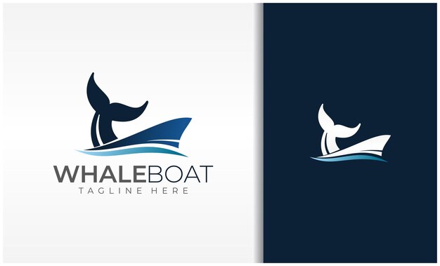 Vecteur logo du bateau et de la queue de baleine