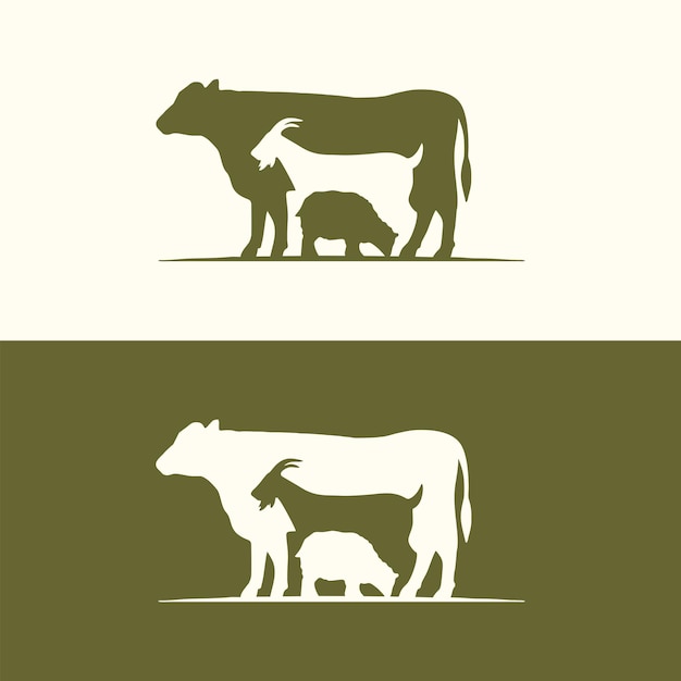 Vecteur logo du bétail illustration vectorielle de la silhouette d'un animal d'élevage