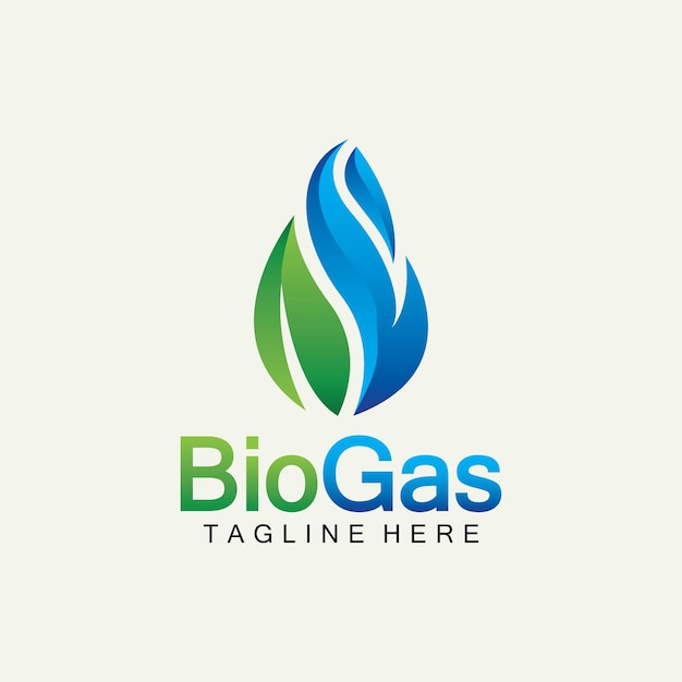 Logo du biogaz Logo du pétrole et du gaz Logo du bio gaz énergie avec des éléments de feu et de feuille