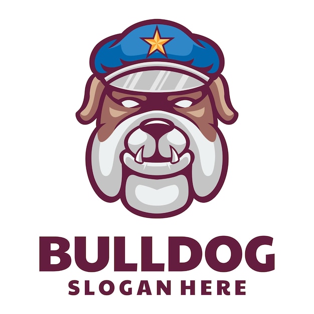 Le Logo Du Bulldog Portant Le Chapeau De Pilote