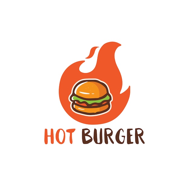 Logo Du Burger De Flammes De Feu épicées Et Chaudes