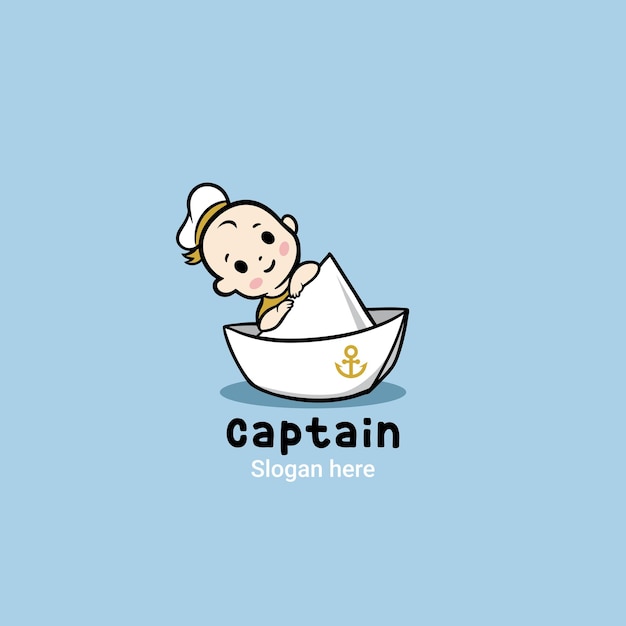 Vecteur logo du capitaine bébé logo de la boutique bébé