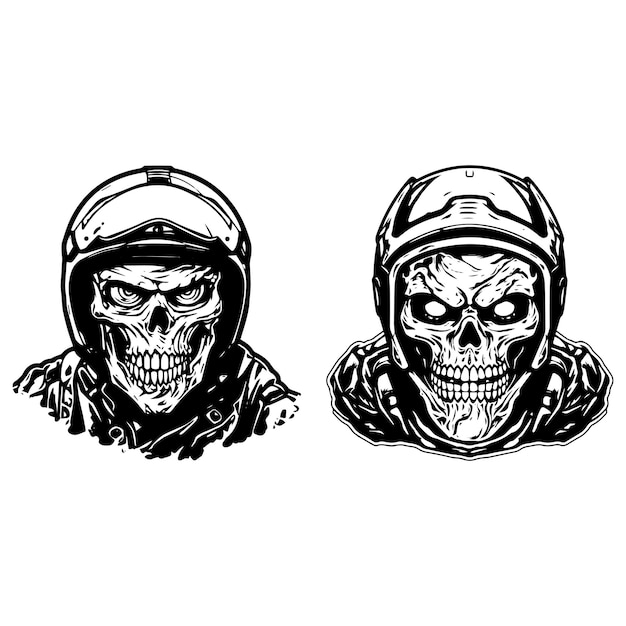 Vecteur logo du casque d'un motocycliste portant un zombie au crâne