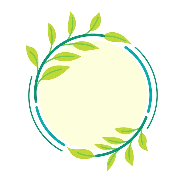 Vecteur logo du cercle naturel avec cadre de feuilles