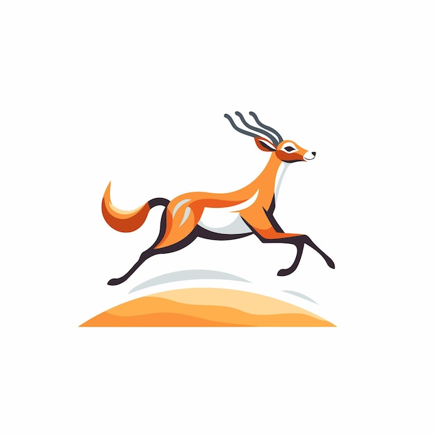 Logo Du Cerf Rouge En Course Illustration Vectorielle D'un Animal Sauvage Qui Court Sur Le Terrain