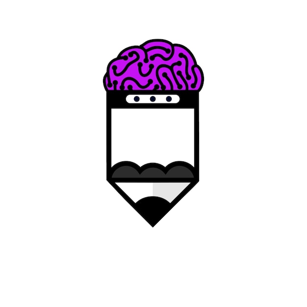 Vecteur logo du cerveau du stylo