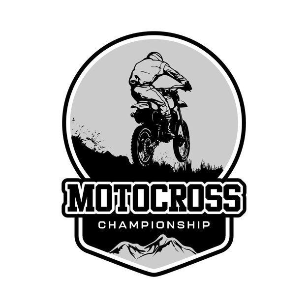 Vecteur le logo du championnat de motocross extrême est en noir et blanc.