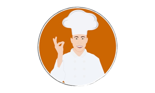 Logo Du Chef Dans Le Cercle Isolé Sur Fond Blanc