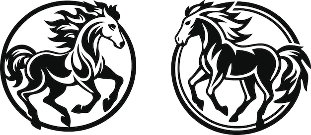 Logo du cheval vecteur noir et blanc