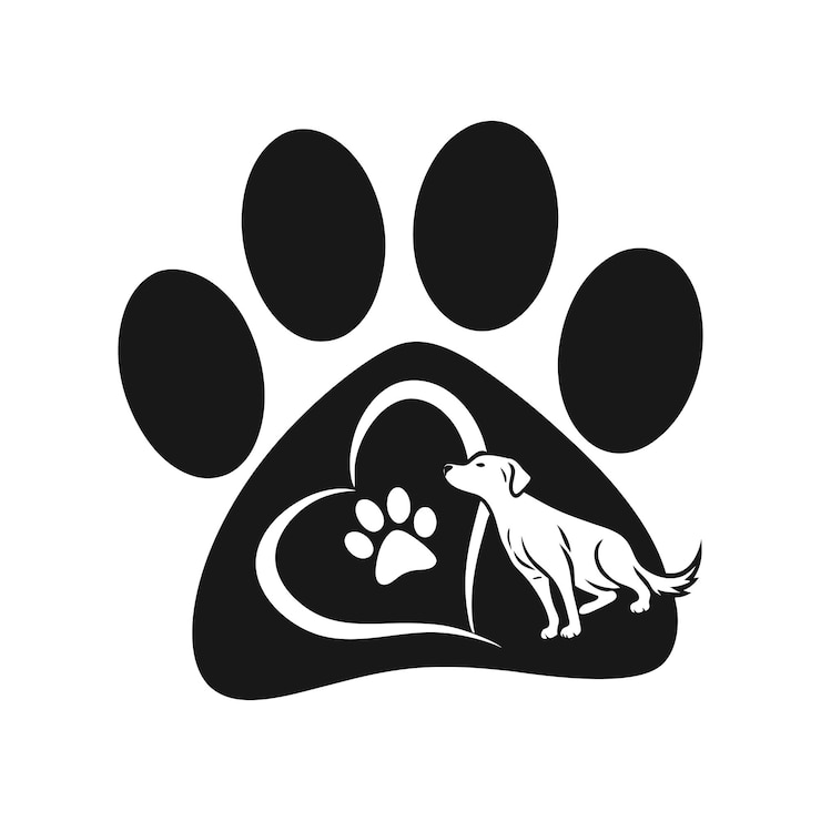 Vecteur logo du chien à cœur de patte imprimé