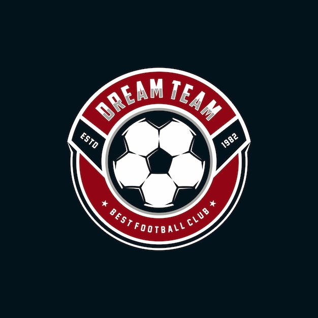 Logo du club de football Modèle de conception d'emblème de club de football sur fond sombre