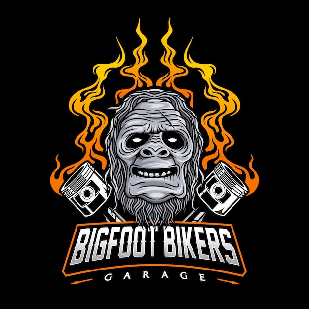 Logo Du Club De Moto Avec Illustration De Bigfoot Et Piston