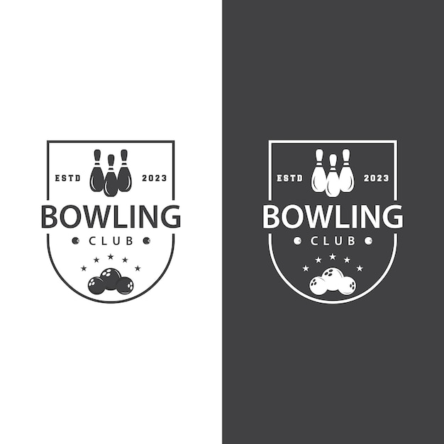 Logo Du Club De Sport De Bowling Boule De Bowling Et Conception De Broches Illustration De Templet De Tournoi Vectoriel