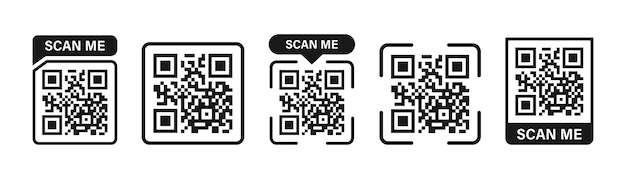 logo du code QR Scan du symbole du code QR Set d'icônes vectorielles