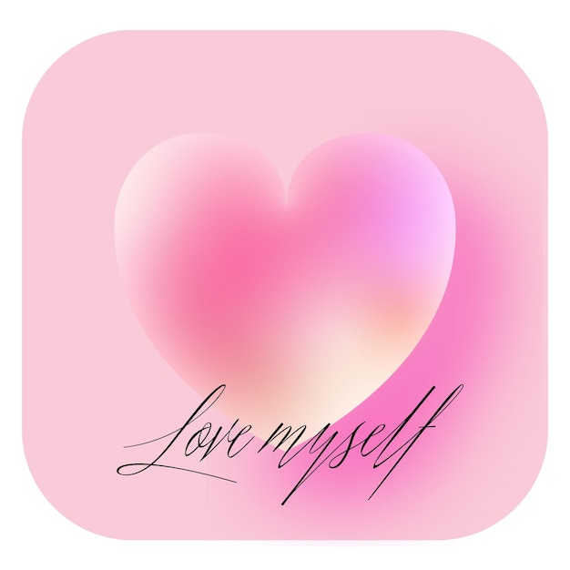 Vecteur logo du cœur dans le style glasmorphisme sur un fond rose avec un léger gradient rose