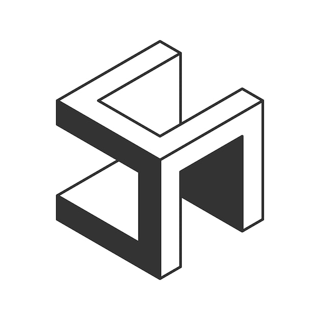 Logo du cube conception vectorielle géométrique noir et blanc logo de la société de boîte emblème techno à la mode dans le style 3D isométrique