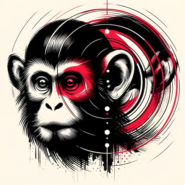 Vecteur logo du design du t-shirt du singe vectoriel