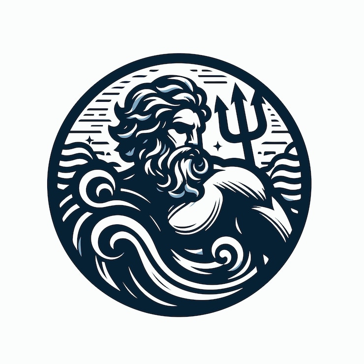 Vecteur le logo du dieu poseidon