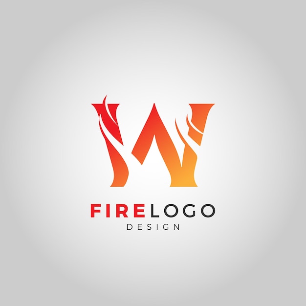 Vecteur logo du feu avec la lettre w