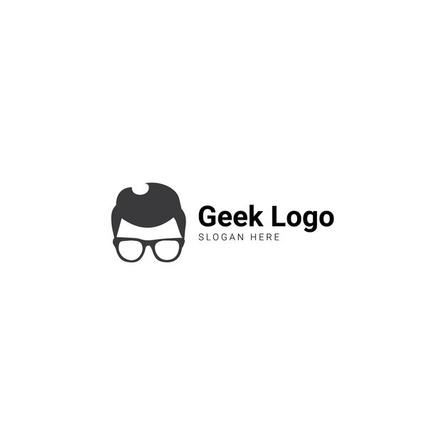 Logo du geek minimaliste avec des lunettes audacieuses