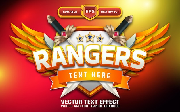 Logo Du Jeu Rangers 3d Avec Effet De Texte Modifiable