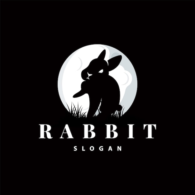 Vecteur le logo du lapin est un lapin mignon, une silhouette d'animal simple, un modèle d'illustration.