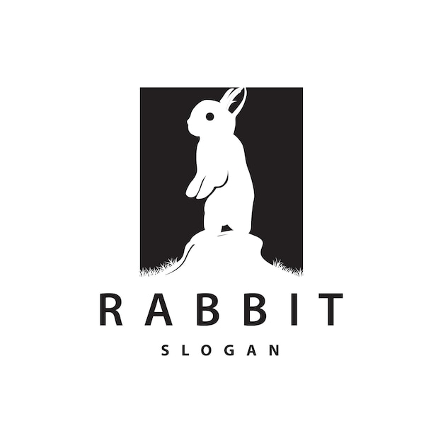 Vecteur le logo du lapin est un lapin mignon, une silhouette d'animal simple, un modèle d'illustration.