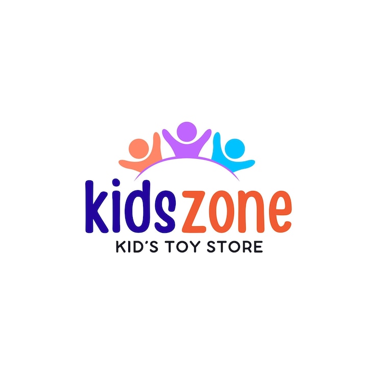 Vecteur logo du magasin de jouets pour enfants orange et bleu