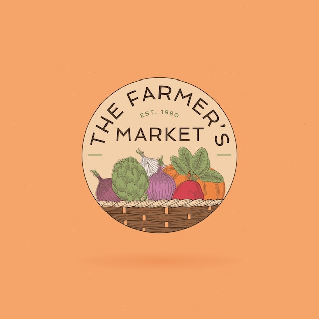 Logo Du Marché Des Agriculteurs Dessiné à La Main