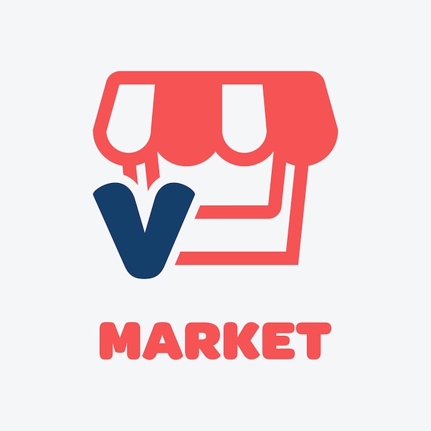 Vecteur logo du marché de l'alphabet v