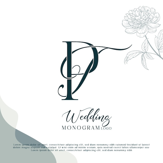 Logo du mariage TP avec des fleurs