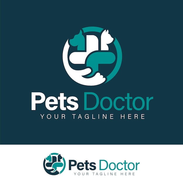 Vecteur logo du médecin des animaux de compagnie