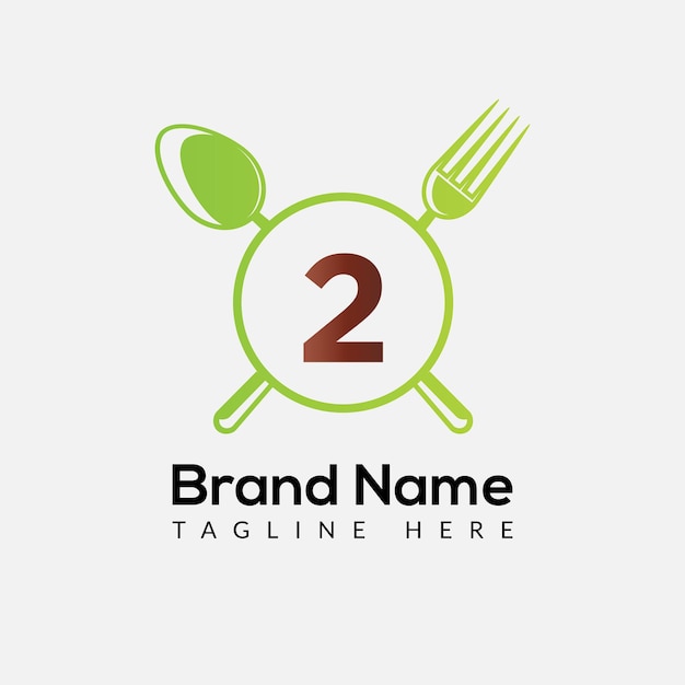 Logo Du Restaurant Sur Le Modèle De Lettre 2. Nourriture Sur 2 Lettres, Concept De Signe De Chef Initial