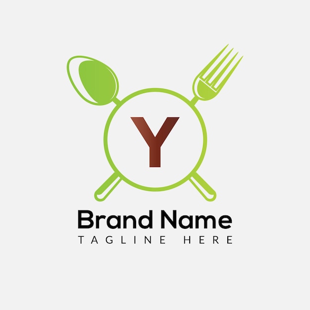 Logo Du Restaurant Sur Le Modèle De Lettre Y. Nourriture Sur Lettre Y, Concept De Signe De Chef Initial