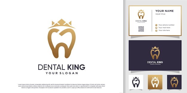 Logo Du Roi Dentaire Avec Modèle De Carte De Visite Vecteur Premium
