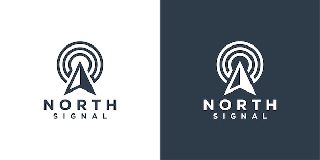 Le Logo Du Signal Nord Simple, La Flèche, La Boussole Et Le Wi-fi Avec Un Style Minimaliste, La Direction Nord, La Conception Du Logo