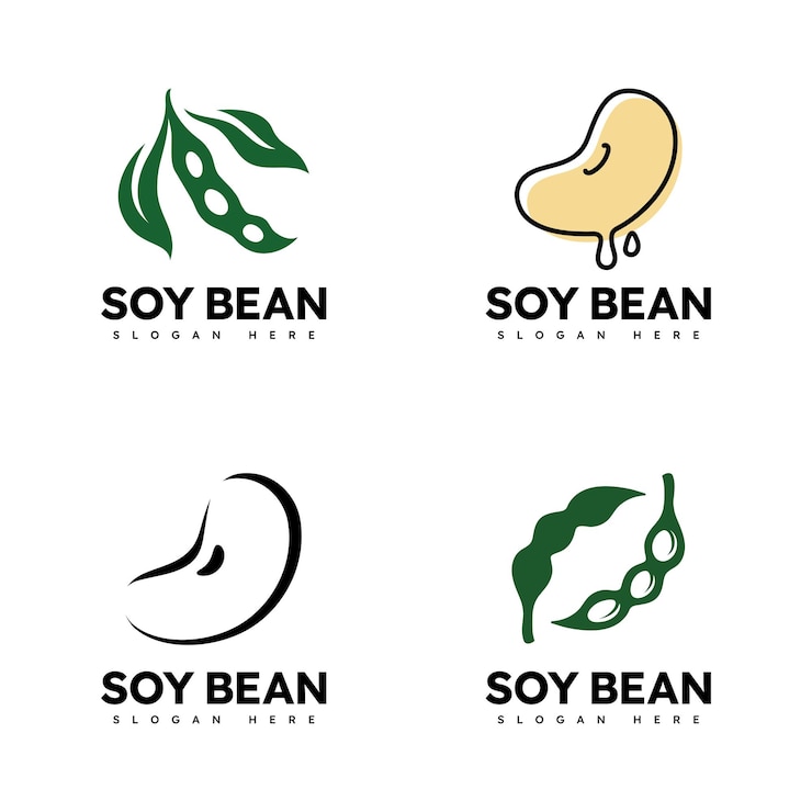 Vecteur le logo du soja est une conception vectorielle d'aliments sains.