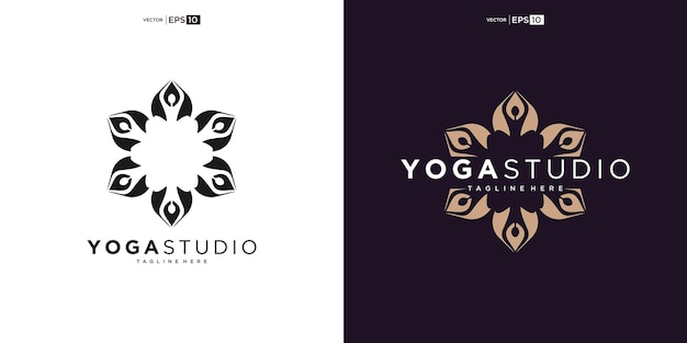 Logo du studio de yoga Icône de la ligne de spa de bien-être Symbole de méditation Signe d'équilibre de l'harmonie zen