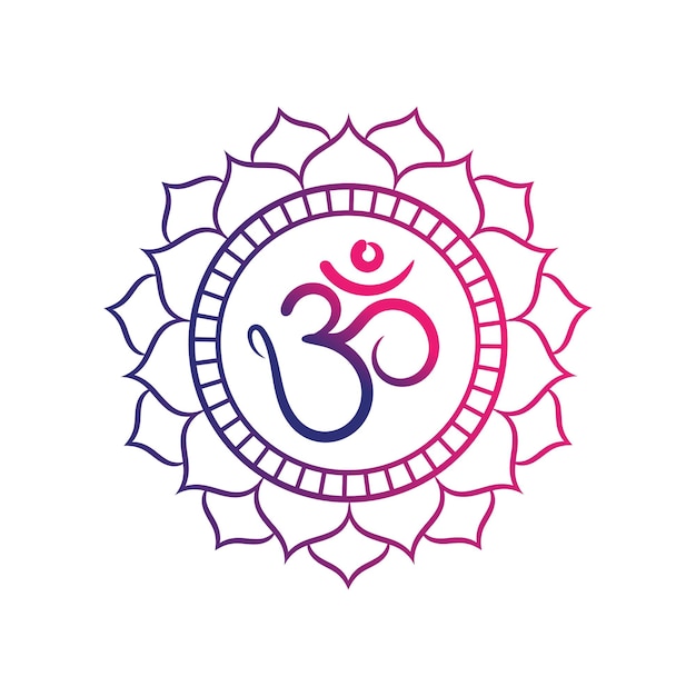 le logo du symbole om avec les arts du mandala du lotus