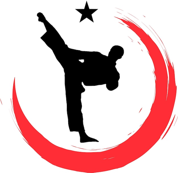 Vecteur le logo du taekwondo en noir et rouge